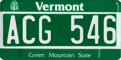 VT license plate ACG546