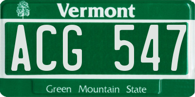 VT license plate ACG547