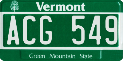 VT license plate ACG549