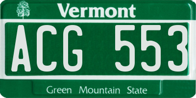 VT license plate ACG553