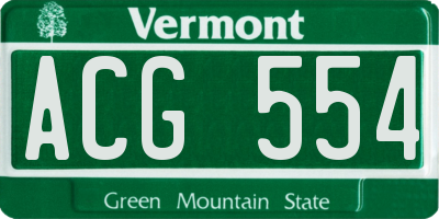 VT license plate ACG554