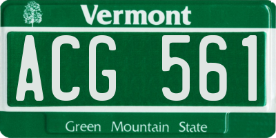 VT license plate ACG561