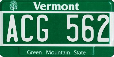 VT license plate ACG562