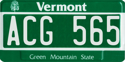 VT license plate ACG565