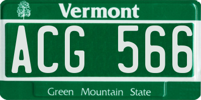 VT license plate ACG566