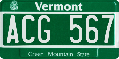 VT license plate ACG567