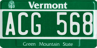 VT license plate ACG568