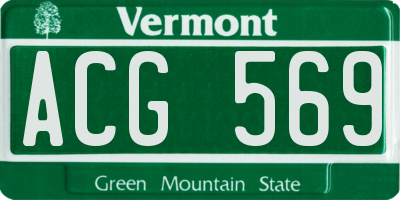 VT license plate ACG569