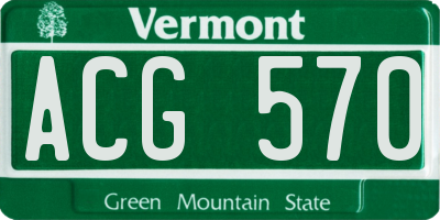 VT license plate ACG570