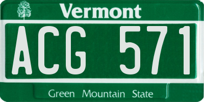 VT license plate ACG571