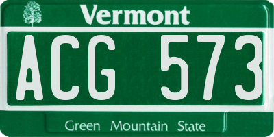 VT license plate ACG573