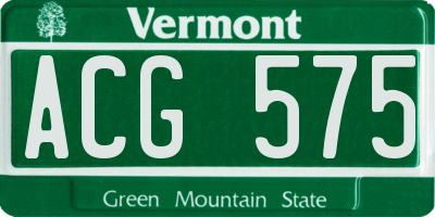 VT license plate ACG575