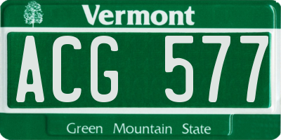 VT license plate ACG577
