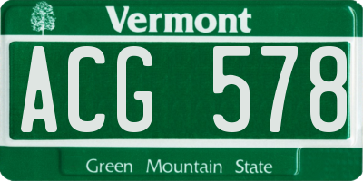 VT license plate ACG578