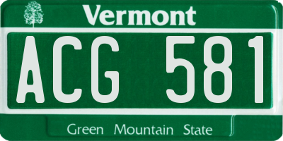 VT license plate ACG581