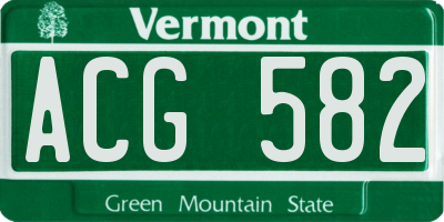 VT license plate ACG582
