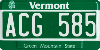 VT license plate ACG585