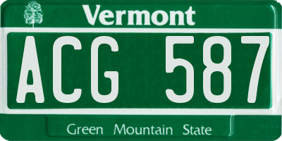VT license plate ACG587