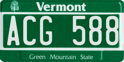 VT license plate ACG588