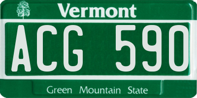 VT license plate ACG590