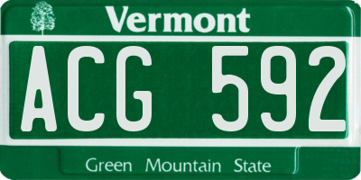 VT license plate ACG592