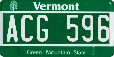 VT license plate ACG596