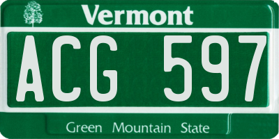VT license plate ACG597