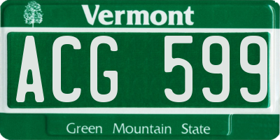 VT license plate ACG599