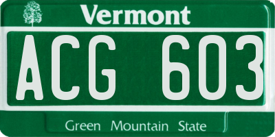 VT license plate ACG603
