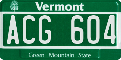 VT license plate ACG604