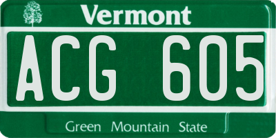 VT license plate ACG605