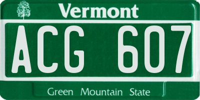 VT license plate ACG607