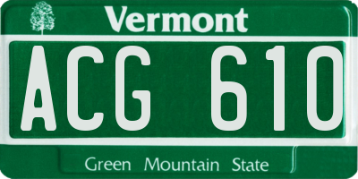 VT license plate ACG610
