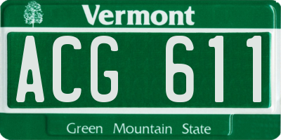 VT license plate ACG611