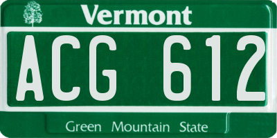 VT license plate ACG612