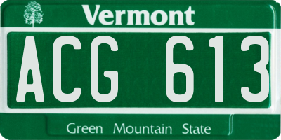 VT license plate ACG613
