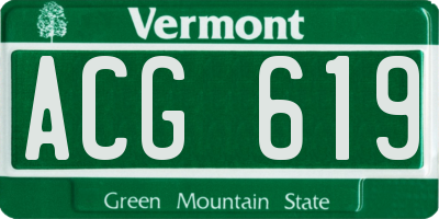 VT license plate ACG619