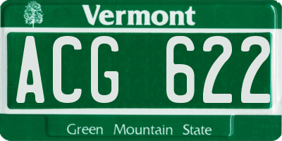 VT license plate ACG622