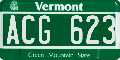 VT license plate ACG623