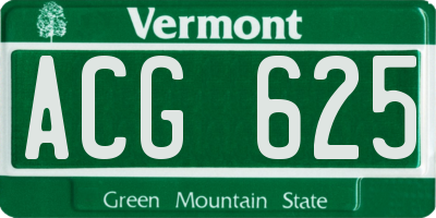 VT license plate ACG625