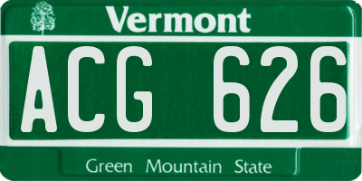 VT license plate ACG626