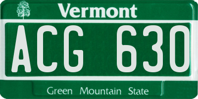VT license plate ACG630