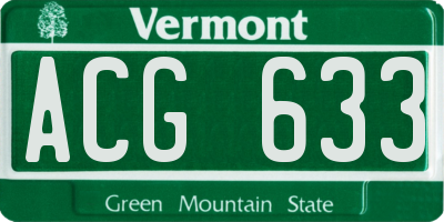 VT license plate ACG633