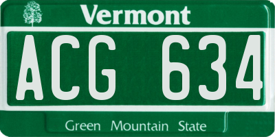 VT license plate ACG634