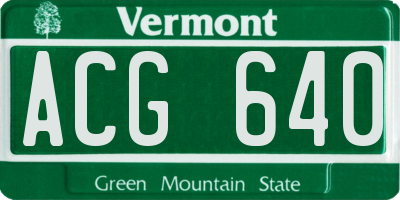 VT license plate ACG640
