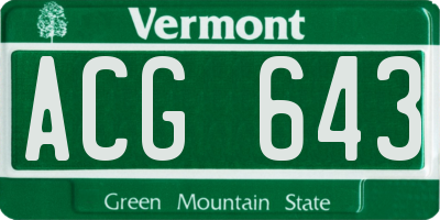 VT license plate ACG643