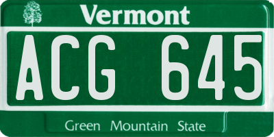 VT license plate ACG645