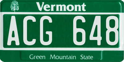 VT license plate ACG648