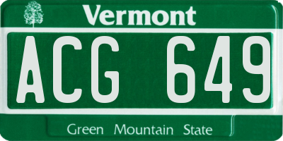 VT license plate ACG649