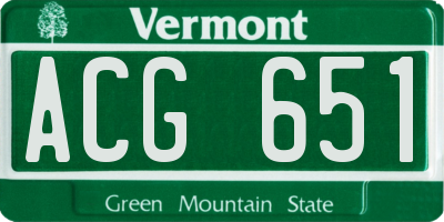 VT license plate ACG651